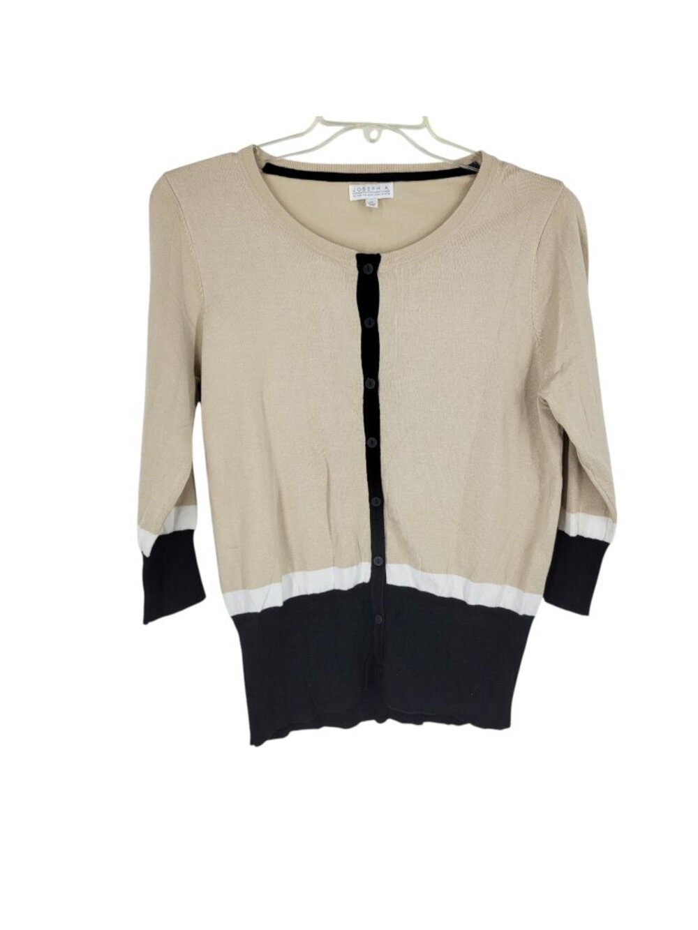Joseph A XL Colorblock Cardigan Sweater Minimalist Preppy Academia 90s Y2K